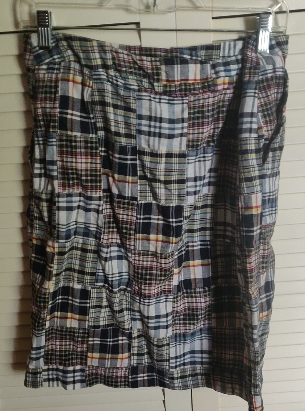 Carole Little Navy, White & Multicolor Madras Patchwork Plaid Skirt EUC size 12 - Picture 4 of 10
